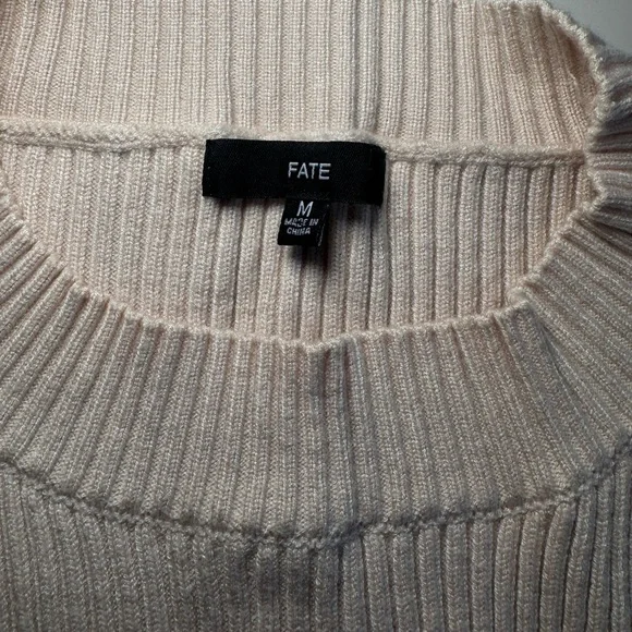 Fate Cream Cropped Sweater with Faux Fur Trim - Picture 5 of 5